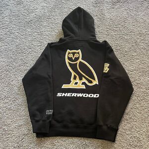 OVO x Sherwood Street Hockey Hoodie October’s Very Own Drake Owl Black Gold Sz S